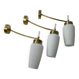 Set of 3 vintage opaline wall lights