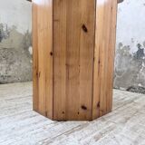 Hexagonal console table guéridon Regain pine 1970