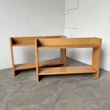 Lot of two Sornay beech shelves