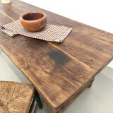 Authentic French farmhouse table from 1890 in solid oak with two drawers.