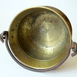 Brass planter with iron handle, vintage from the 1960s