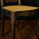 Antique black and gold lacquered chair – Napoleon III style – caned seat