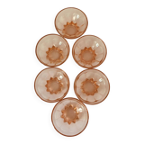 6 vintage pink molded glass cups