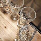 12 small twisted bistro glasses, 19th century
