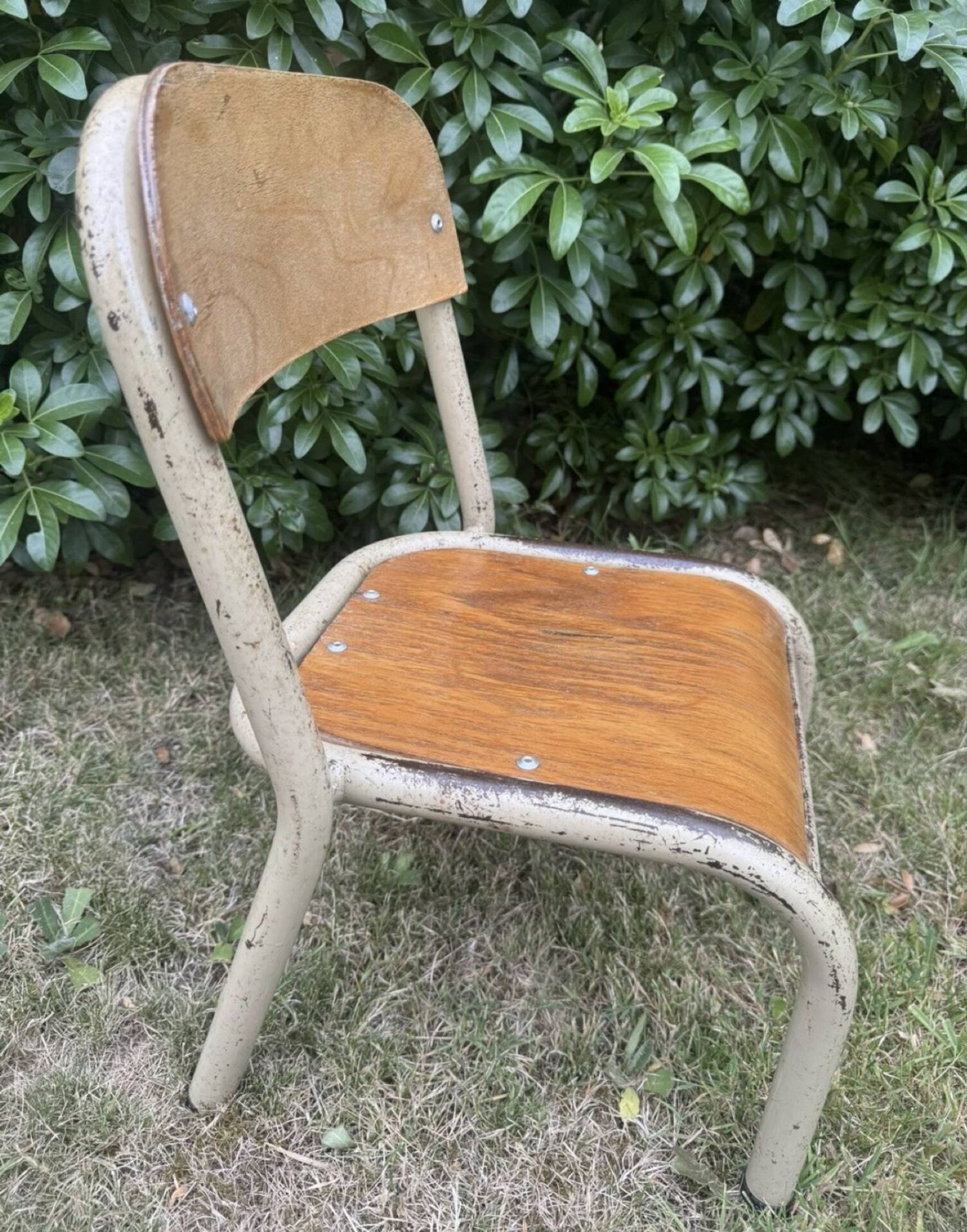 Old small school chair for children, vintage design, height a.