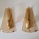 Pair of wall lights in brass and smoked glass by Lakro Amstelveen.