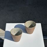 Lot de 2 tasses / mug en céramique indonésienne (mat brun)