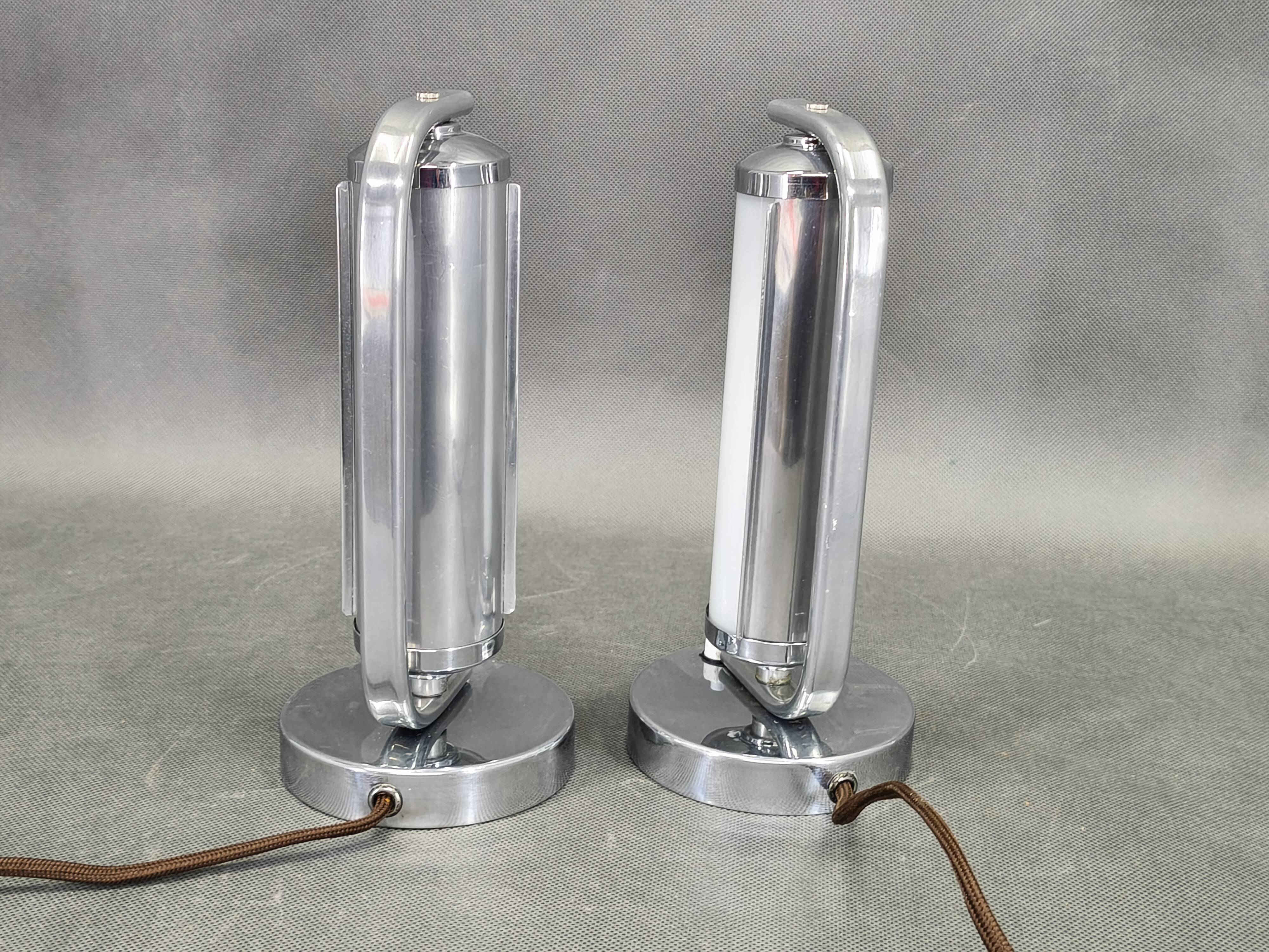 Pair of Art Deco Bedside Lamps, Czechoslovakia, 1930s