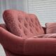 1980s, Scandinavian 2-seater sofa, pink furniture velour.