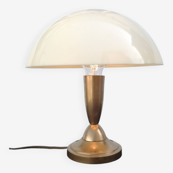 Golden mushroom lamp in metal and plastic vintage 1970