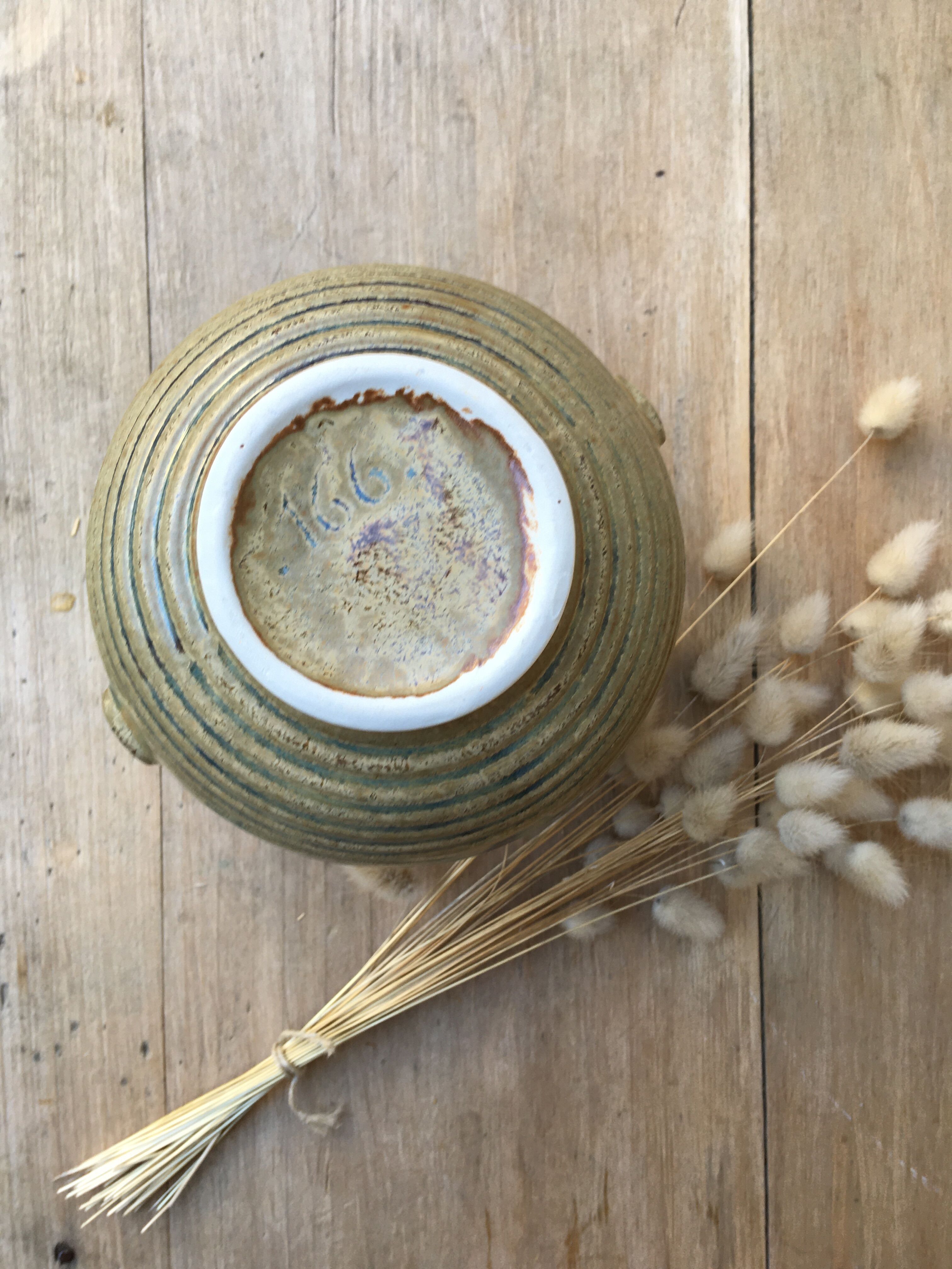 Flame blue sandstone vase