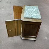 Oak and marble bedside table