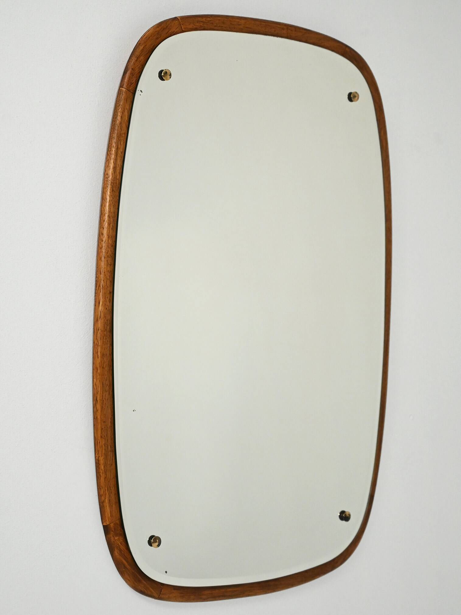 1960s Scandinavian oval mirror in oak
