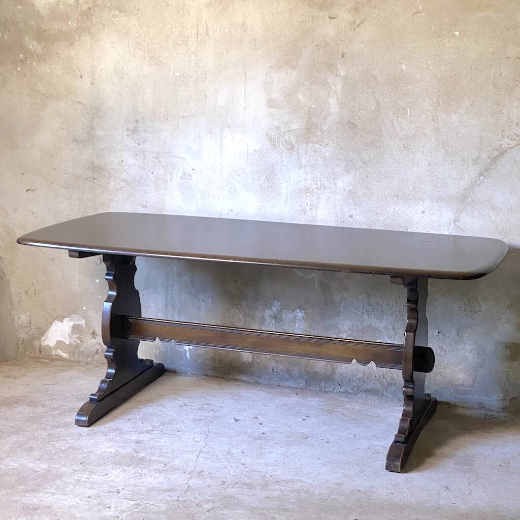 Rustic table in solid elm, vintage 1960s.