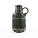 Fat lava ceramic vase with handle, green glaze, West Germany, 1970s