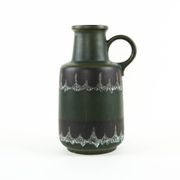 Vase en céramique fat lava avec poignée, glaçure verte, Allemagne de l'Ouest, années 1970