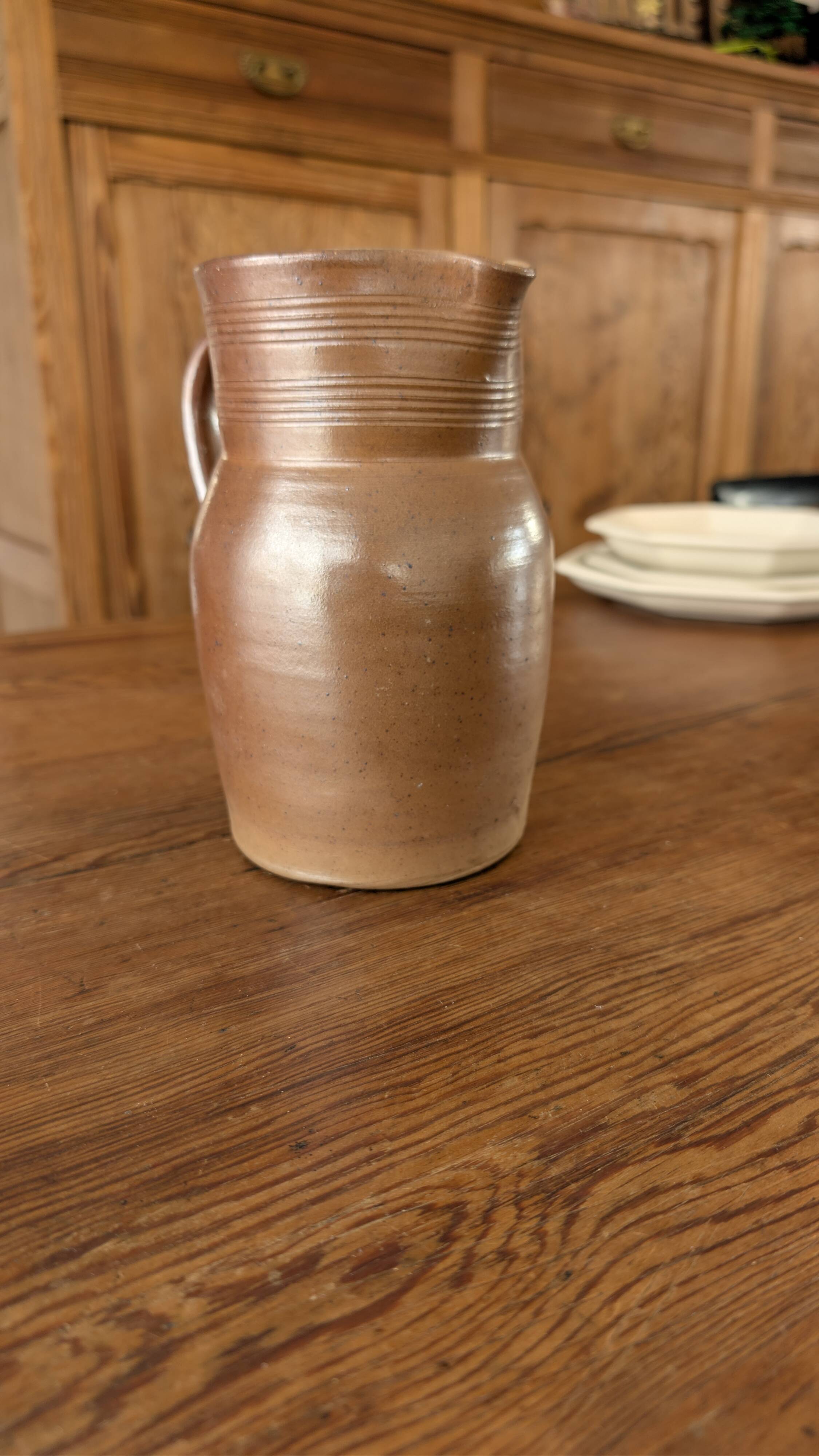 Stoneware pitcher from Berry, traditional French pottery.
