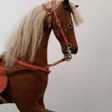 Rocking horse made of wood, fabric and natural horsehair, 1940-1950