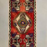 Small Vintage Turkish Rug 99x50 cm, Short Runner, Tribal, Shabby, Mini Carpet