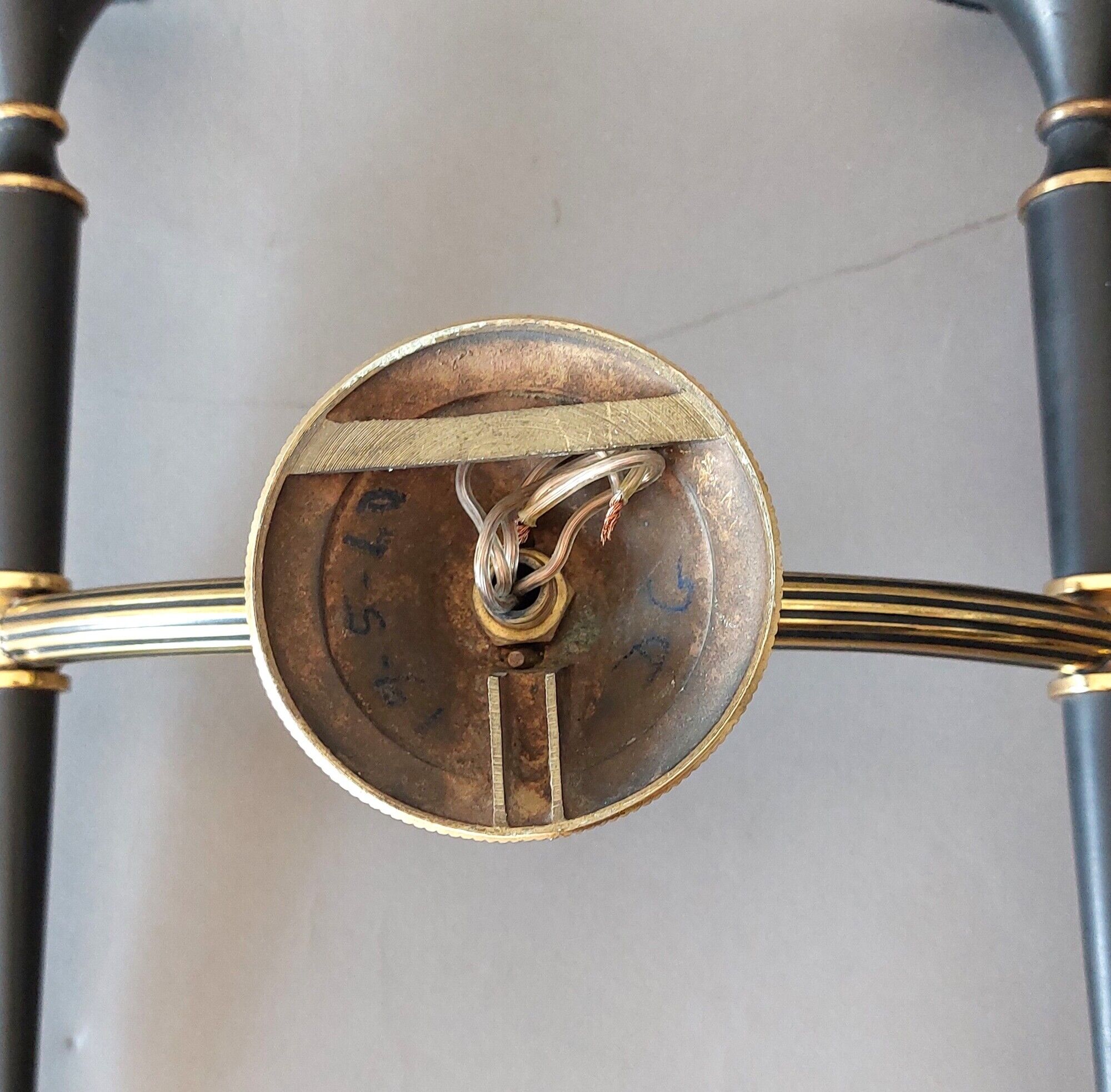 Pair of Maison Arlus torchiere sconces in gold brass and black lacquered 1960