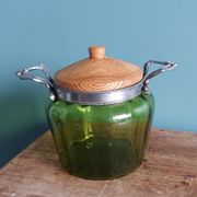 Napoleon III Art Nouveau glass and silver-plated biscuit jar