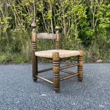 Small wooden and straw chair