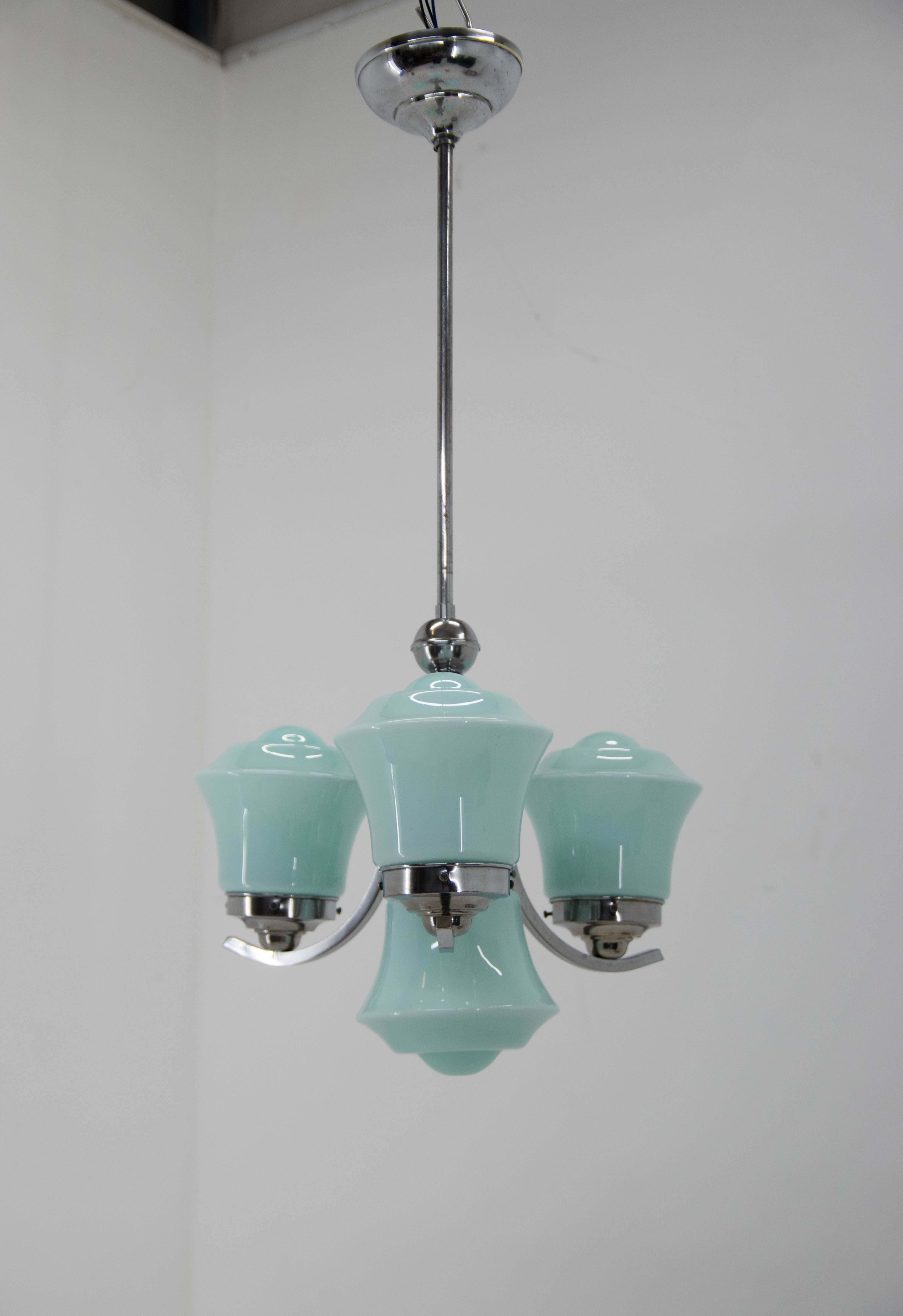 Blue art deco chandelier, 1930s