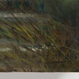 Rustic Farmstead Painting by E. Depriens in Oil on Canvas, Belgium ca. 1930