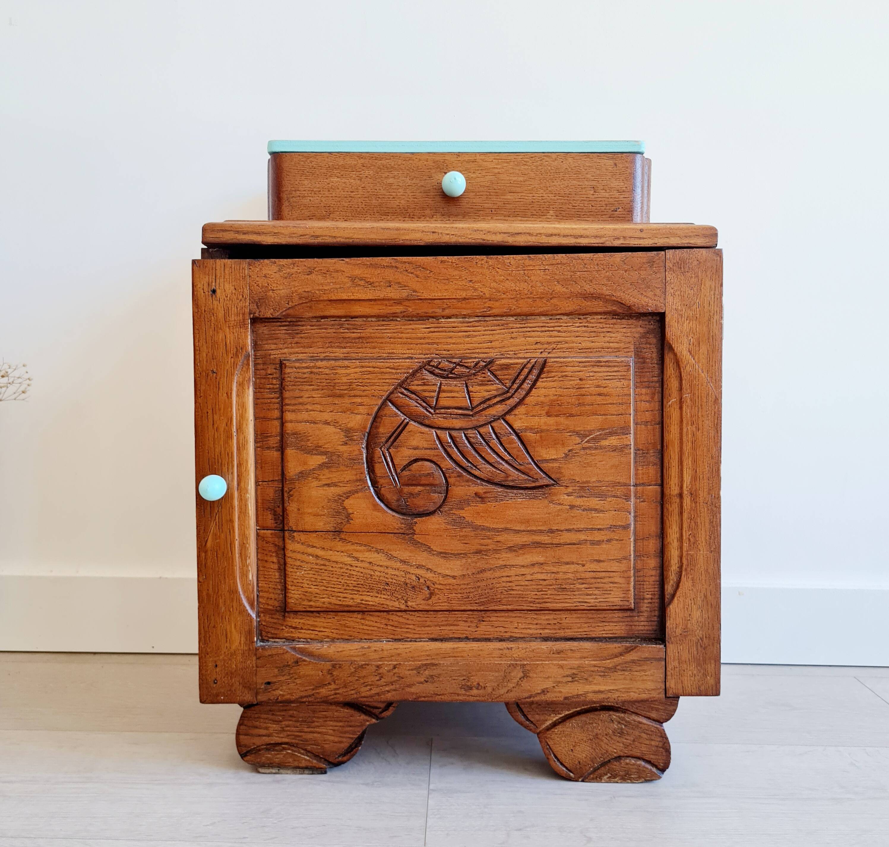 Chevet petit meuble caisson art déco bois