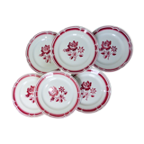 6 flat plates with red flowers