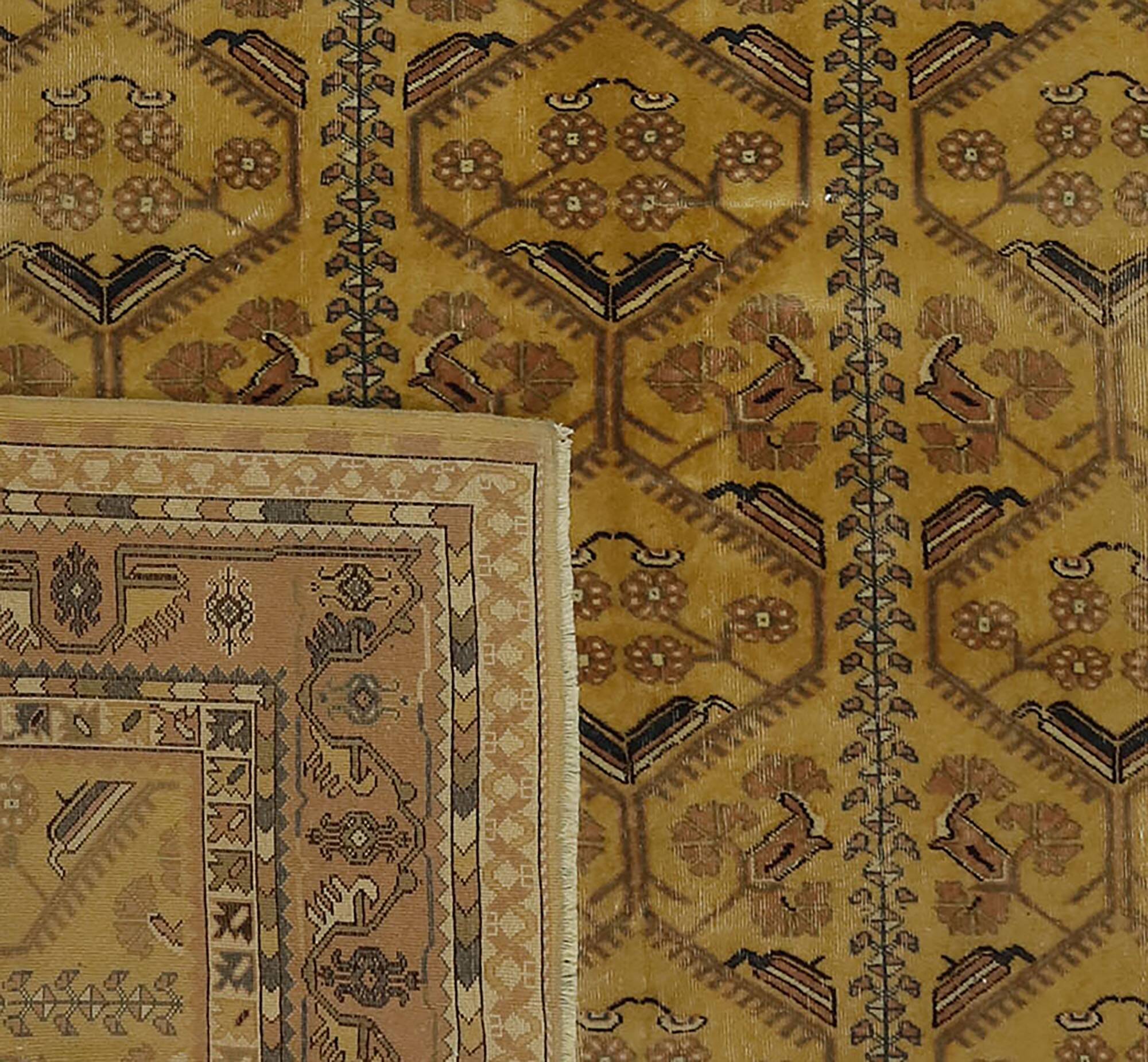 Large Vintage Oushak Rug Beige Brown 330 x 249 cm