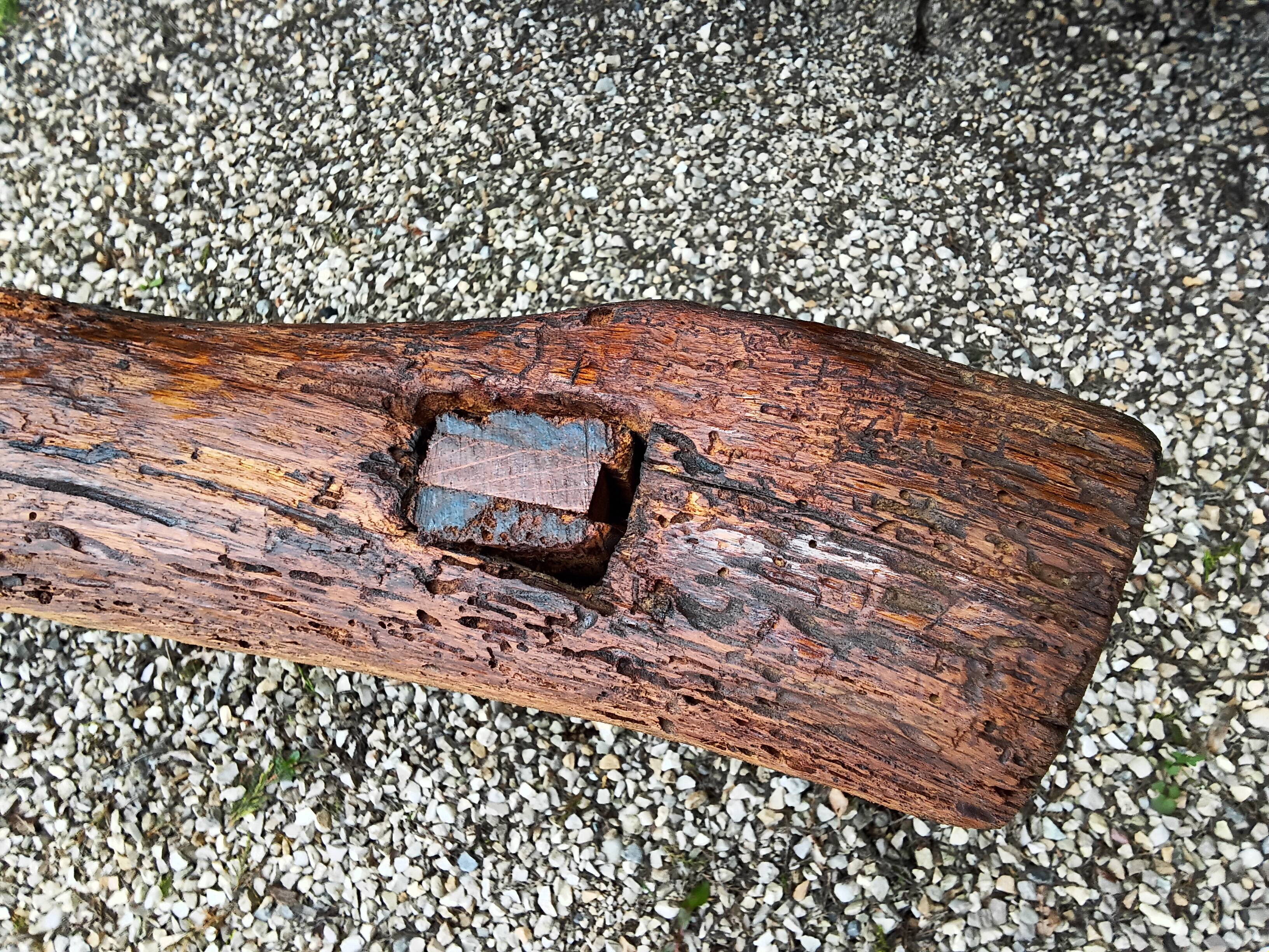 Brutalist wooden bench