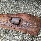 Brutalist wooden bench