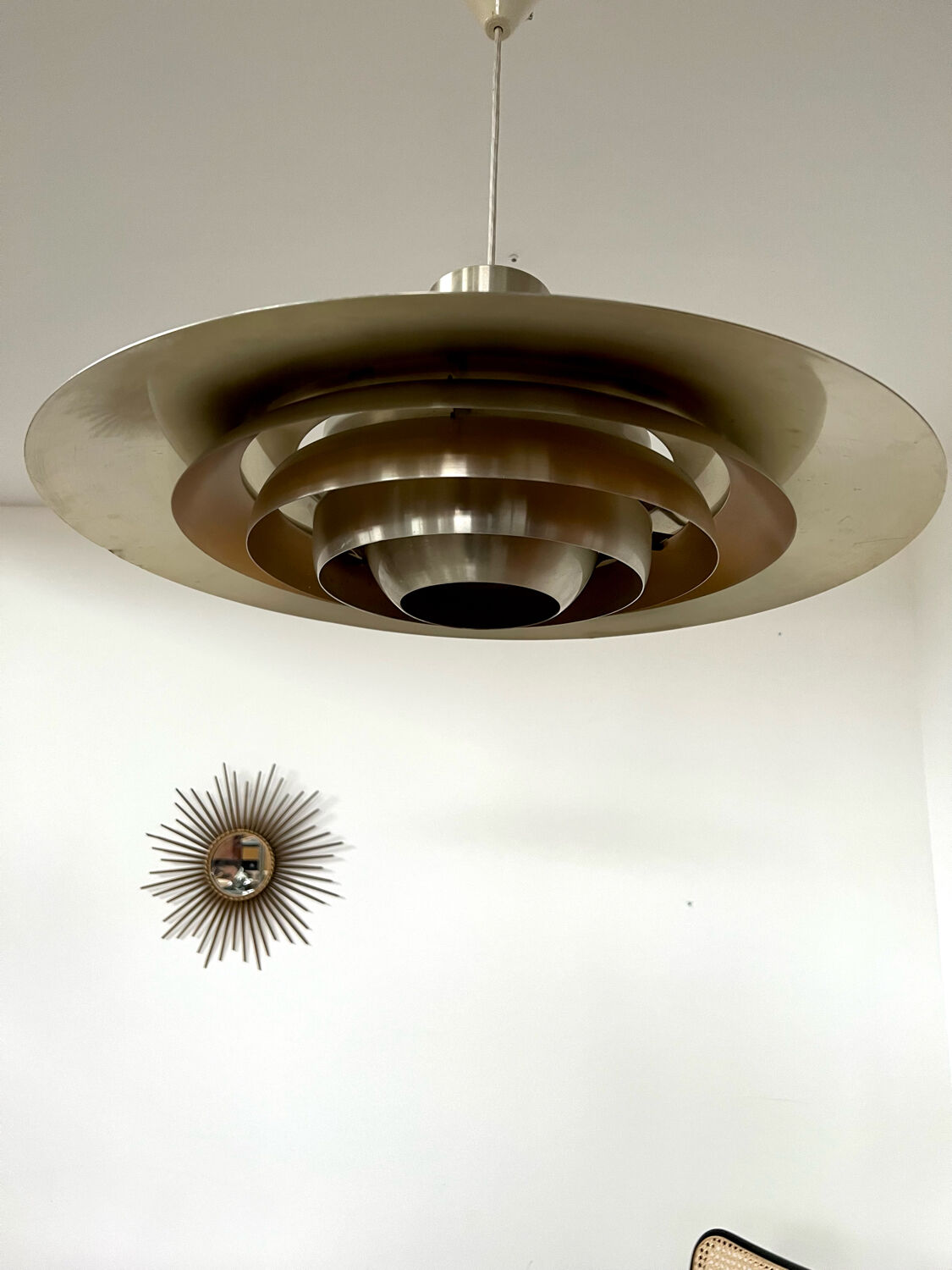 Old Scandinavian design suspension lamp Preben Fabricius and Jørgen Kastholm for Nordisk Solar vintage