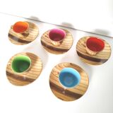 Coffee service Vallauris ceramic wood decoration