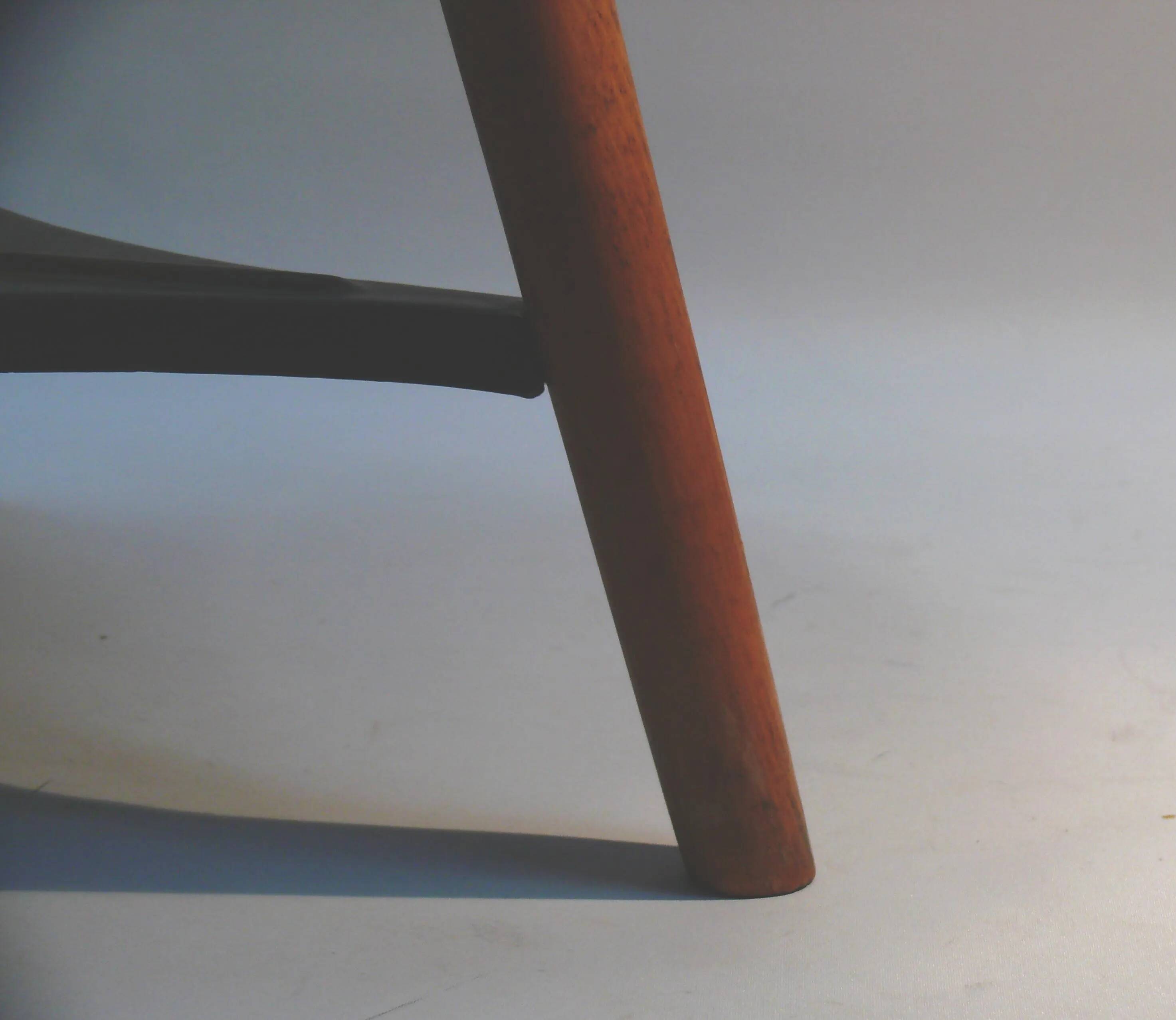 Massive workshop stool made of beech wood and metal - Mid Century