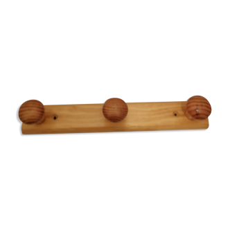 Wooden wall coat rack 3 pateres