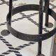 Stool in wrought iron and solid oak