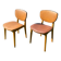 Pair of Scandinavian wood and leather chairs, Circa 1960