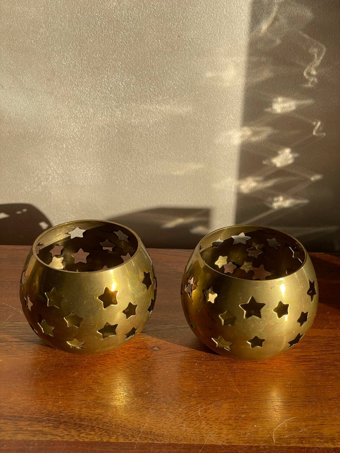 Pair of brass candle holders