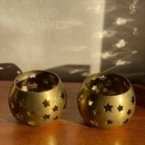 Pair of brass candle holders