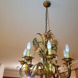 Set of painted metal chandeliers with flower decor