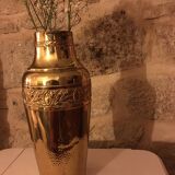 Yellow copper vase signed gbn art deco