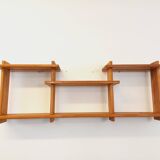 Vintage pine wall shelf in Maison Regain style from the 80s