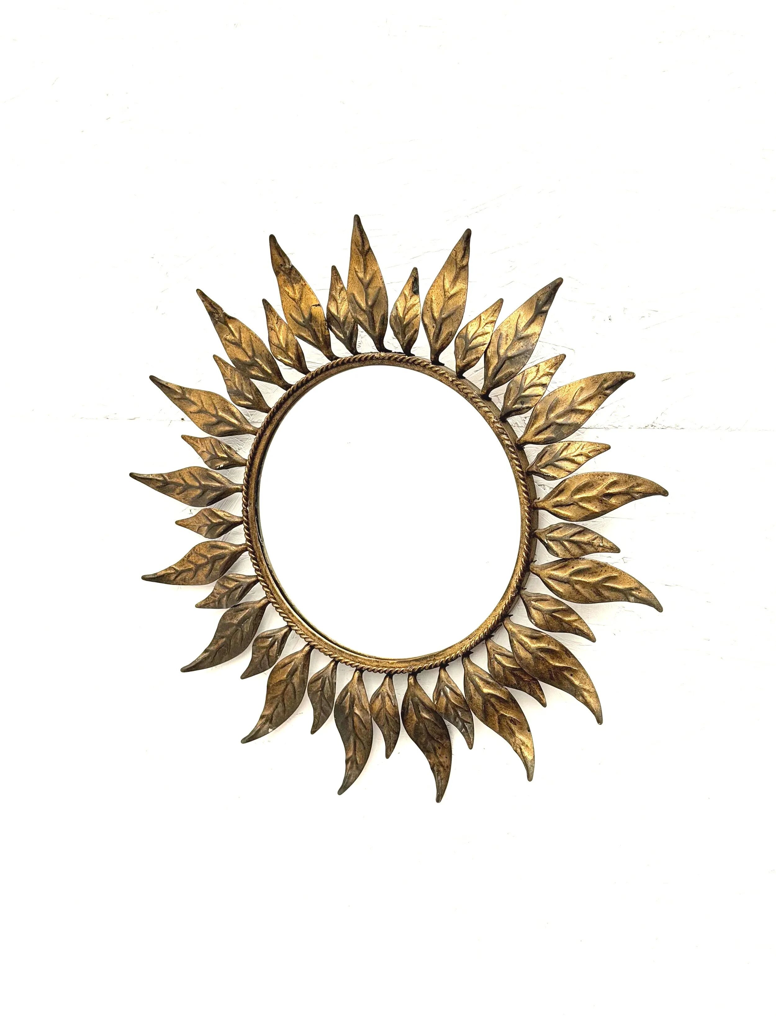 Miroir soleil en métal, Espagne 1960