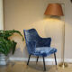 Fauteuil en velours bleu, Italie des années 1950