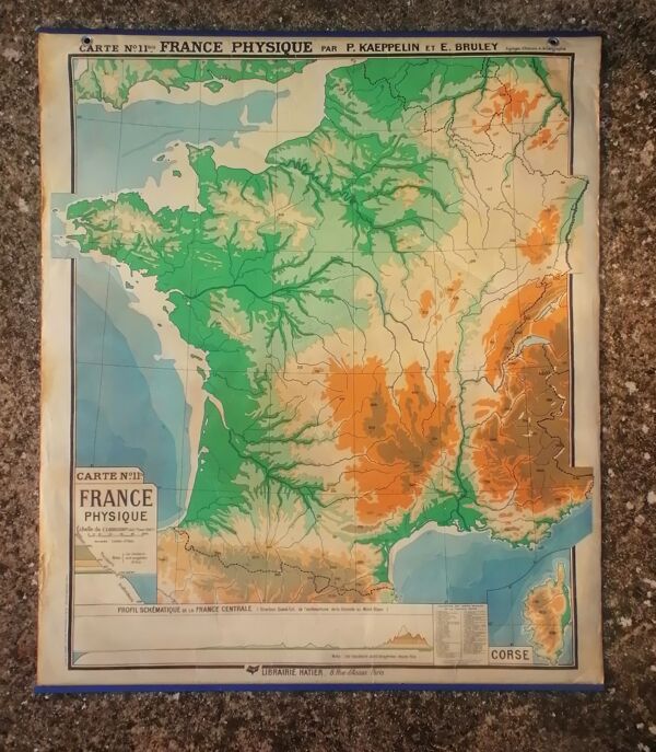 Ancienne carte de la France N°11 Hatier Kaeppelin.