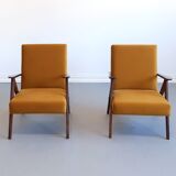 Mid century easy armchairs model B310 Var in velvet