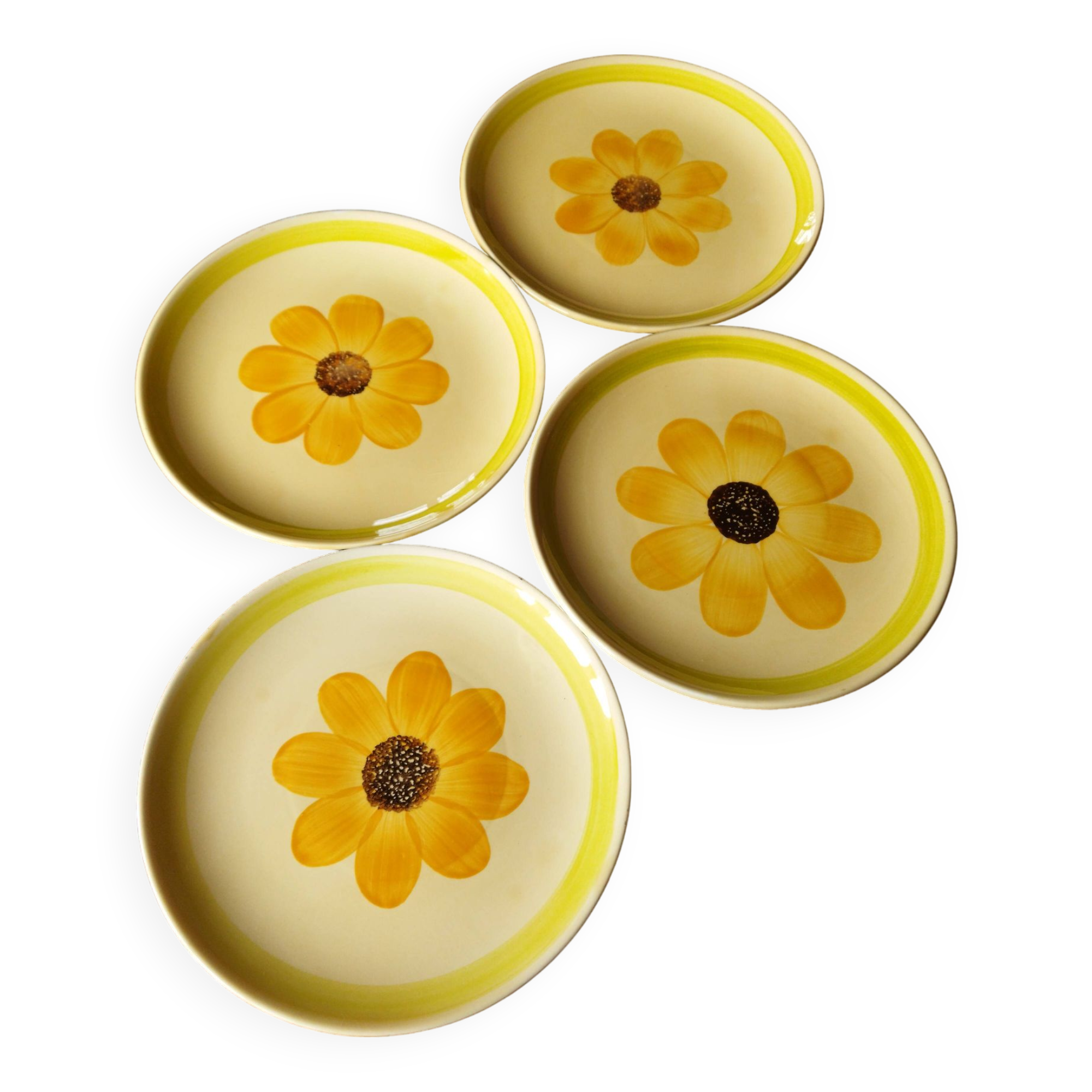 4 Gien “Soleil” dessert plates