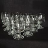 10 vintage stemmed glasses in molded glass